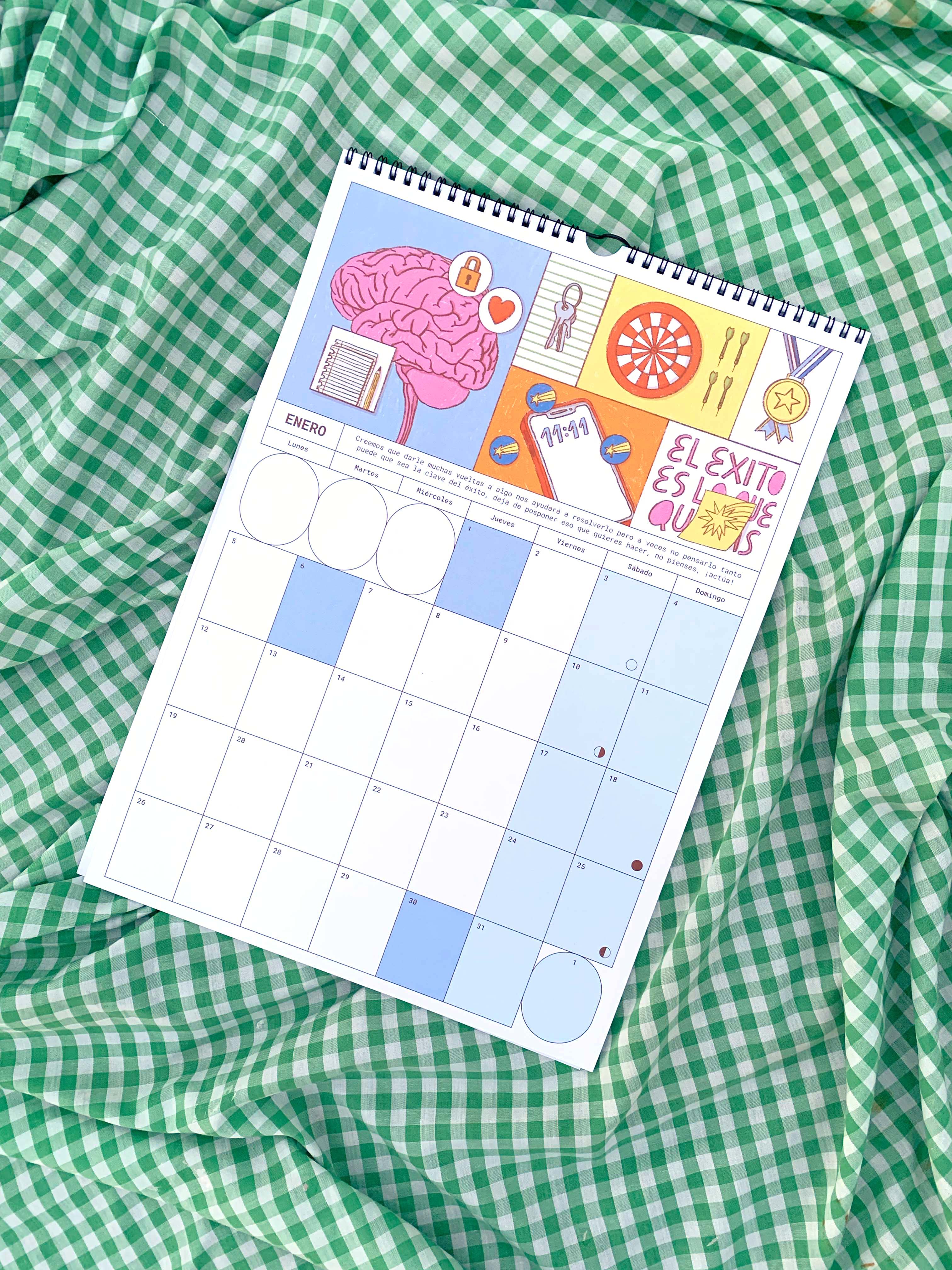 Detalle del calendario mostrando la trasera